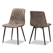 Baxton Studio Roberta Mid-Century Modern Light Brown Fabric Upholstered Shell Dining Chair Set of 2